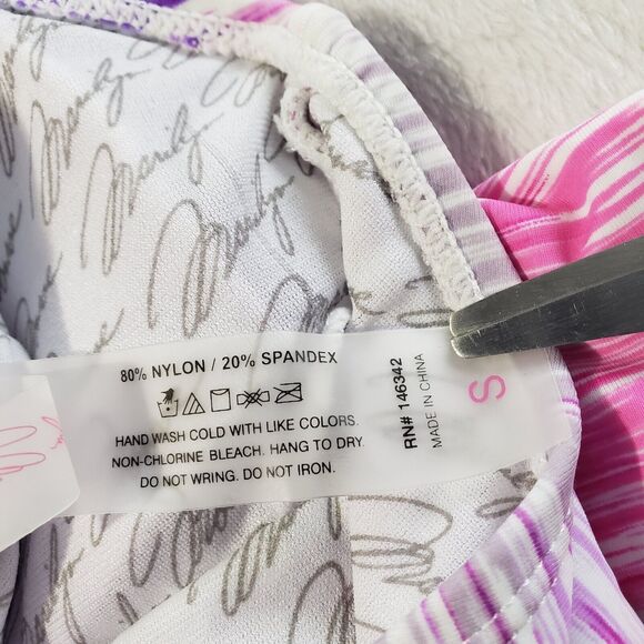 Marilyn Monroe One Piece SwimSuit Women's Small Purple Pink Lace Deep V Halter - Picture 4 of 7